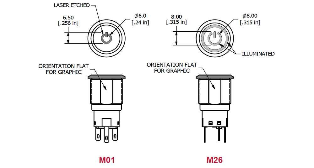 E-Switch PV4 Illuminated Anti-Vandal Pushbutton Switches
